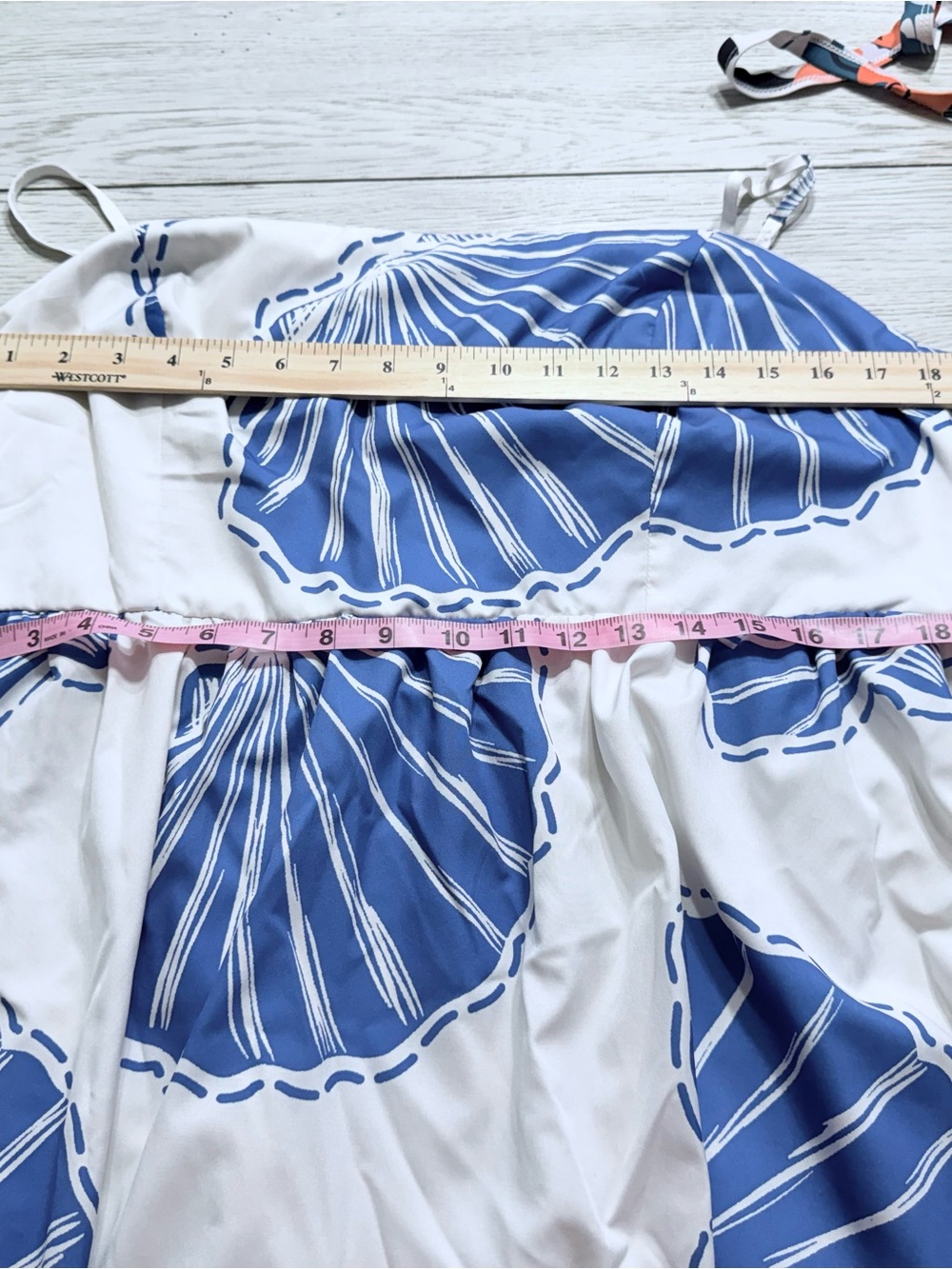 SHEIN 2X True Plus size White Maxi Dress with Blue Shell Print Worm once ! - Picture 12 of 12